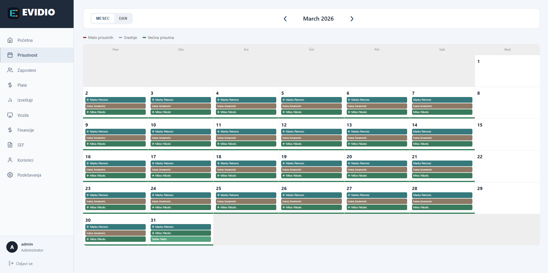 EVIDIO attendance module