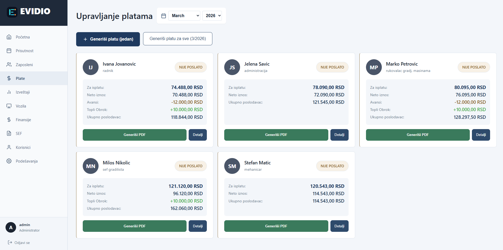 EVIDIO payroll module