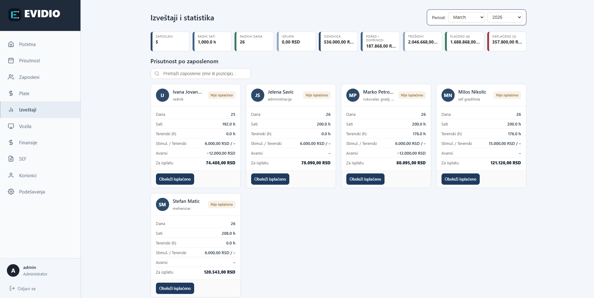 EVIDIO reports module