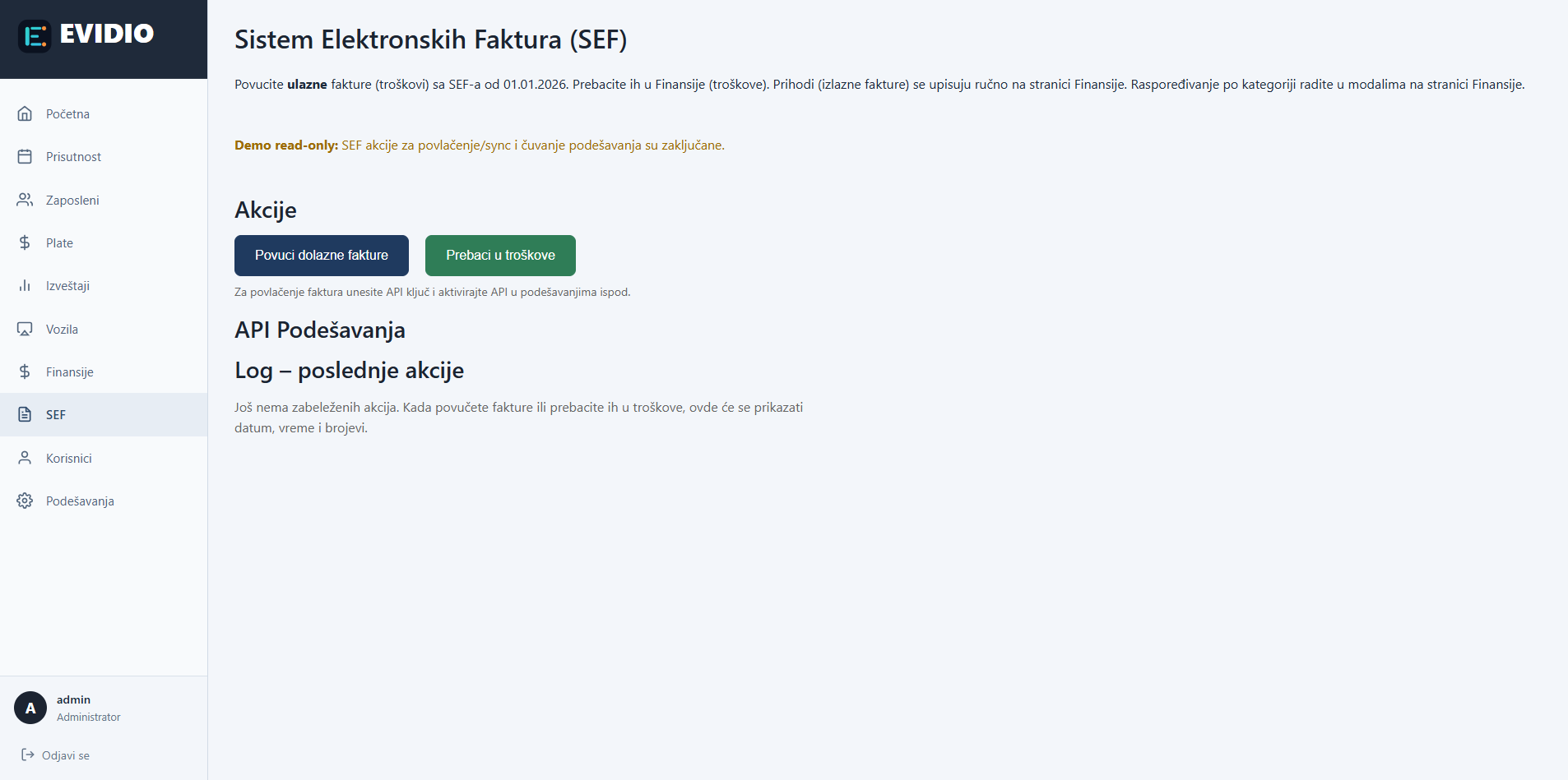 EVIDIO manager panel